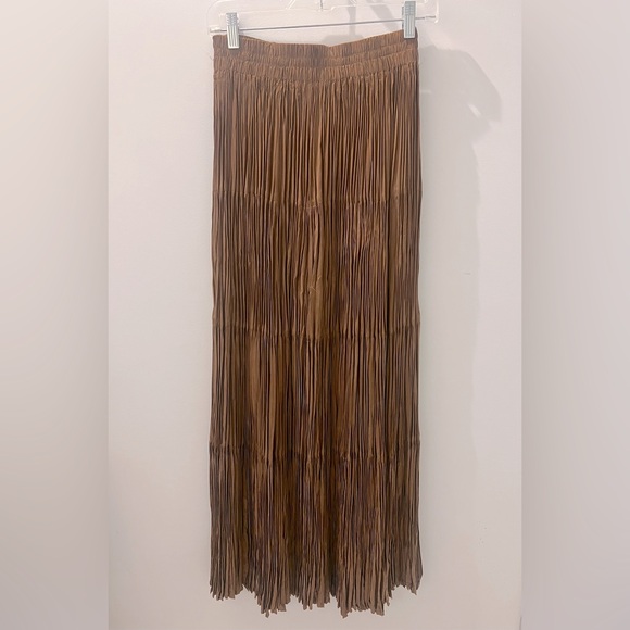 Vintage Longhorn Crinkle Bemberg Rayon Maxi Skirt – Made in USA - Picture 2 of 3